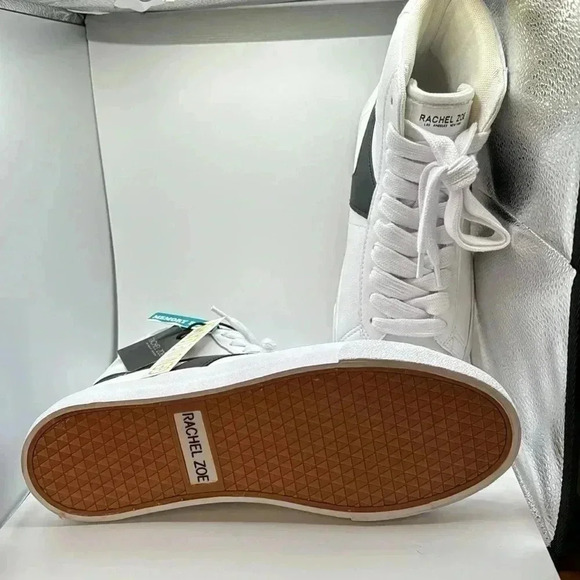 RACHEL ZOE BRAND NEW WITH TAGS HIGH TOPS WHITE LEATHER WITH BLACK ACCENT - Picture 4 of 6